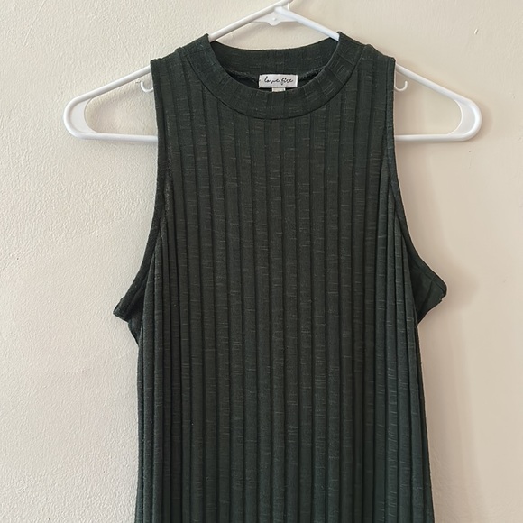Green Sleeveless Ribbed Midi Dress Size M - Picture 4 of 5